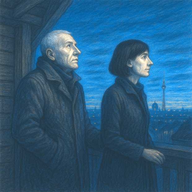 Auf dem Dach eines Hauses – Blick in die Nacht